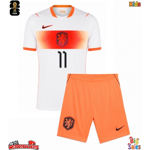 Netherlands Cody Gakpo #11 Replica Away Stadium Kit for Kids World Cup 2026 Short Sleeve (+ pants)